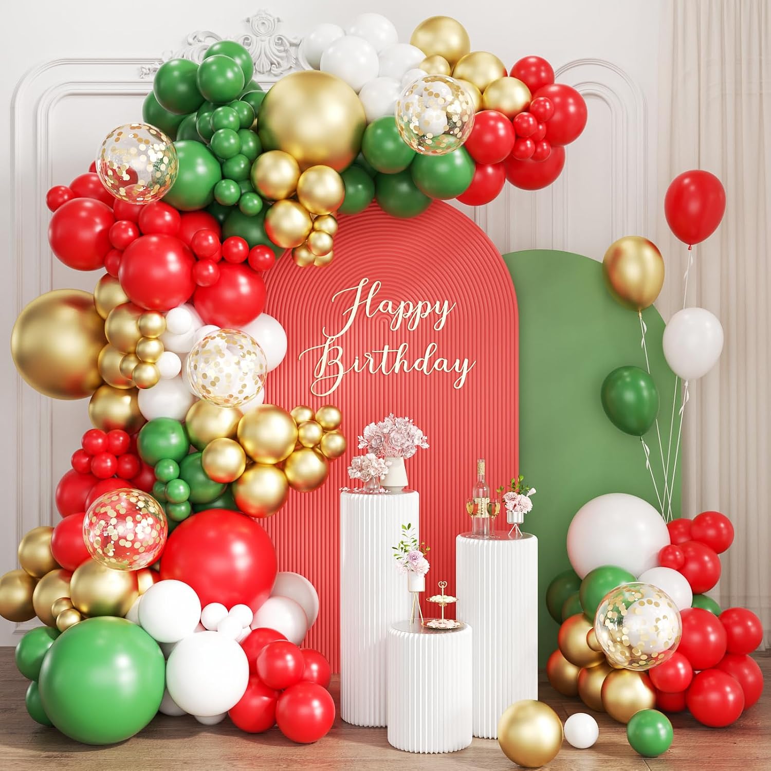 Balloon Arch Kit - Kit Arco di Palloncini Rosso, Bianco,